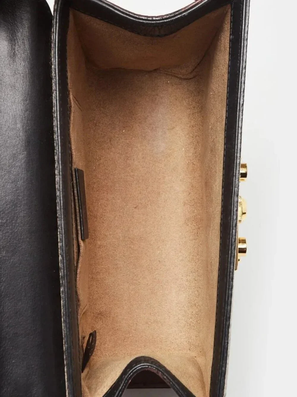 Gucci Beige/Black GG Supreme Coated Canvas Padlock Small Shoulder Bag - Picture 10 of 11